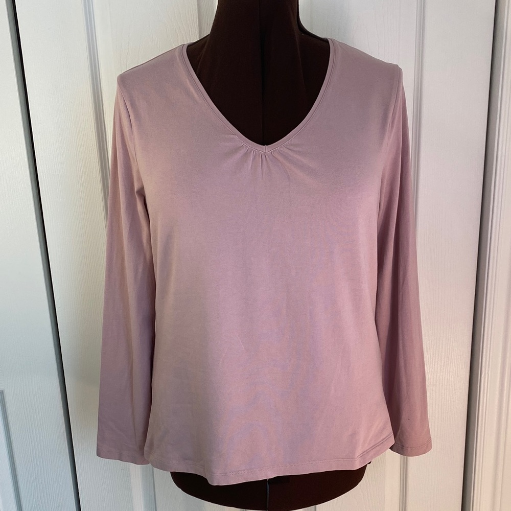 4 for $25 - Reitmans Cotton Spandex Light Pink V-Neck Top, XL